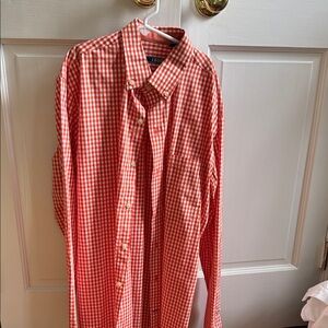 Izod Men's Orange Gingham Button Down Shirt